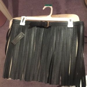 Brand new BCBG black fringe skirt